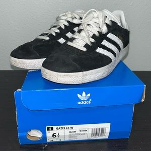 adidas Originals Gazelle W - Core Black / White / Gold Metallic - Size 6.5